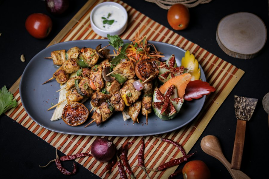 Chargrilled chicken tikka skewers